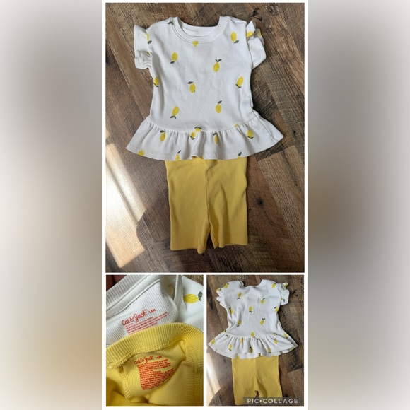 Cat & Jack Lemon Print Top and Yellow Biker Shorts Set 18m - Picture 1 of 1